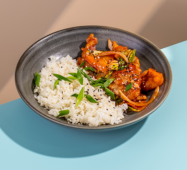 Фото Минтай с овощами и рисом